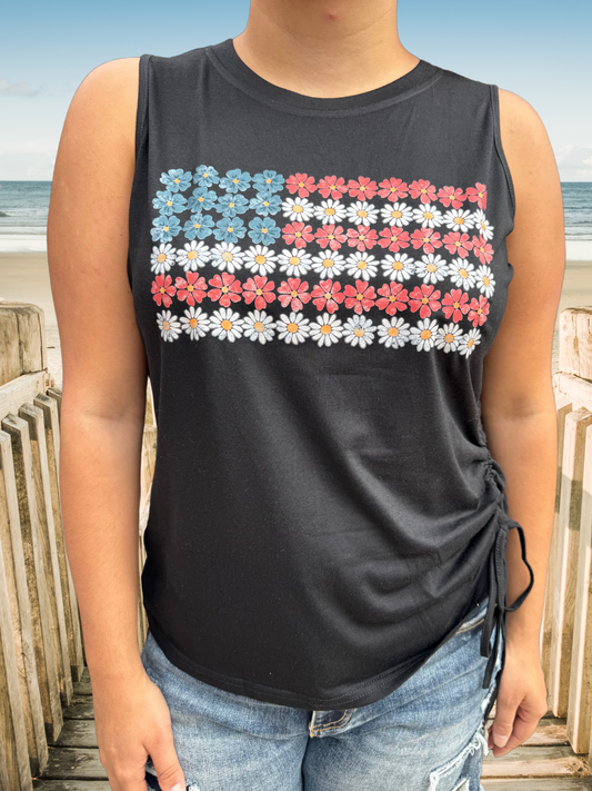 Daisy Freedom Flag Side Tie Tank