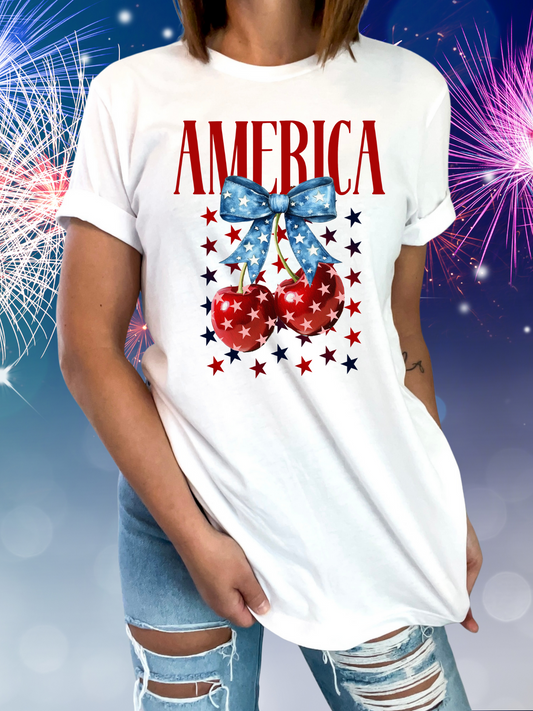 America Stars and Cherries Please Tee