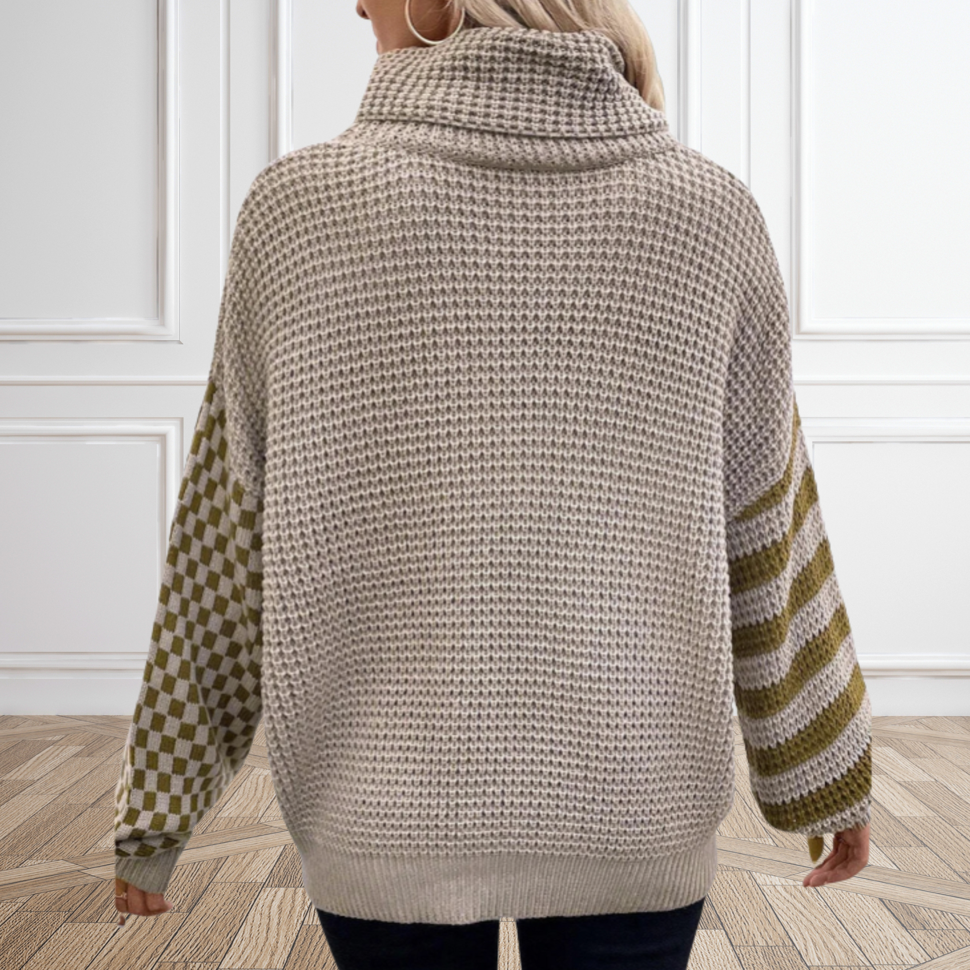Check Please Mocha Turtle Neck Waffle Knitted Sweater - SV Boutique & Co.