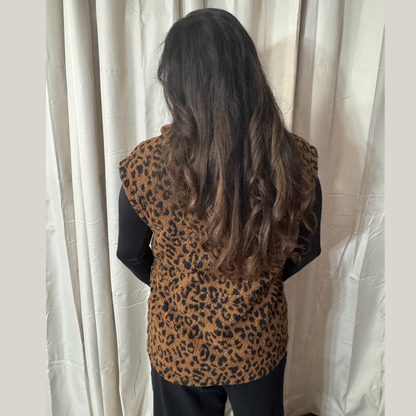 Leopard Sherpa Reversible Zip Vest