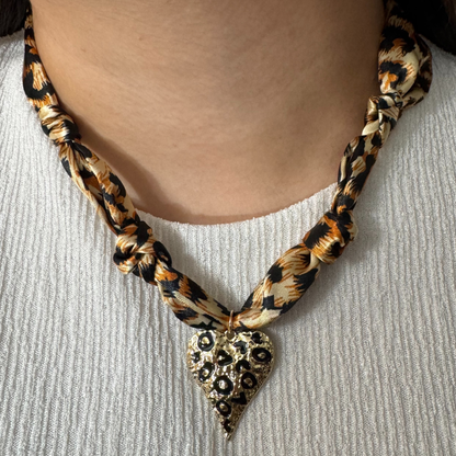 Leopard Heart Scarf Necklace