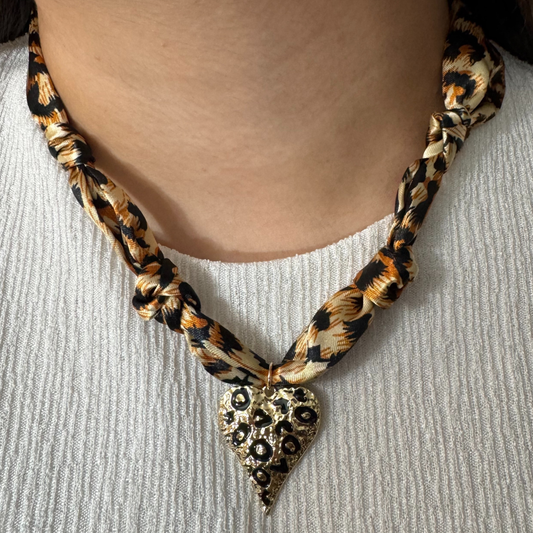 Leopard Heart Scarf Necklace