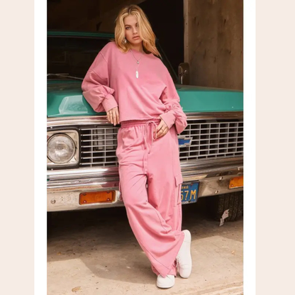 Washed Berry Oversized Sweatshirt And Sweatpants