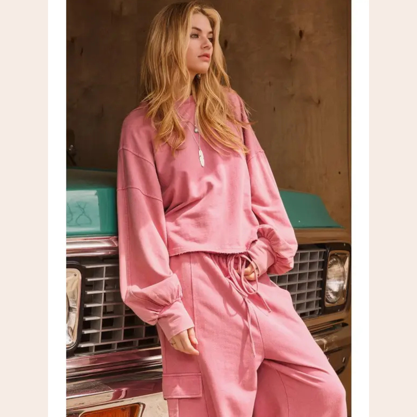 Washed Berry Oversized Sweatshirt And Sweatpants