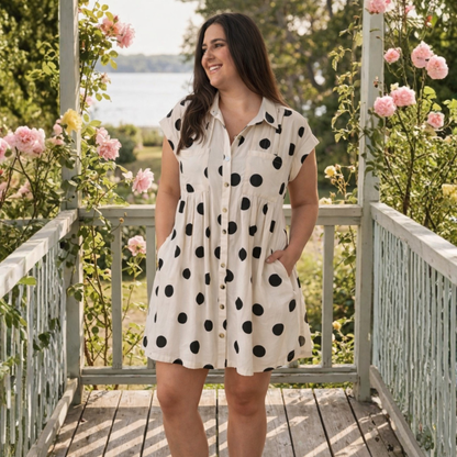 Polka Dot Button Down Dress - SV Boutique & Co.