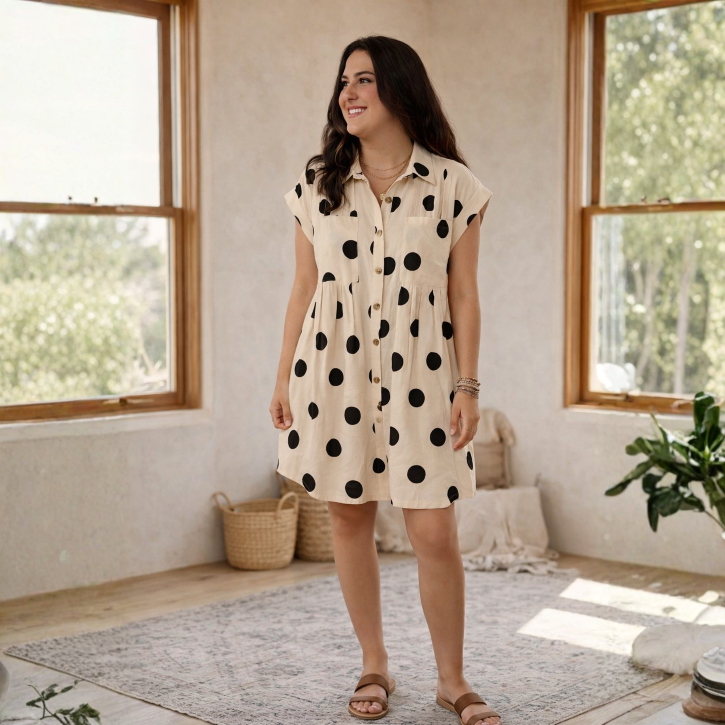 Polka Dot Button Down Dress - SV Boutique & Co.