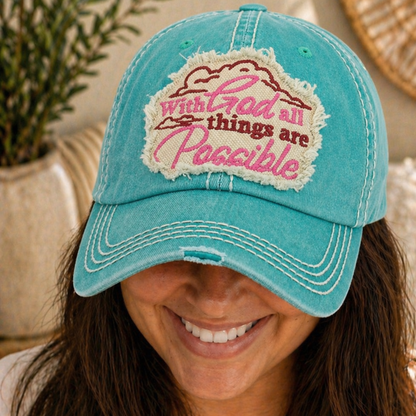 With God All Things Are Possible Ball Cap - SV Boutique & Co.