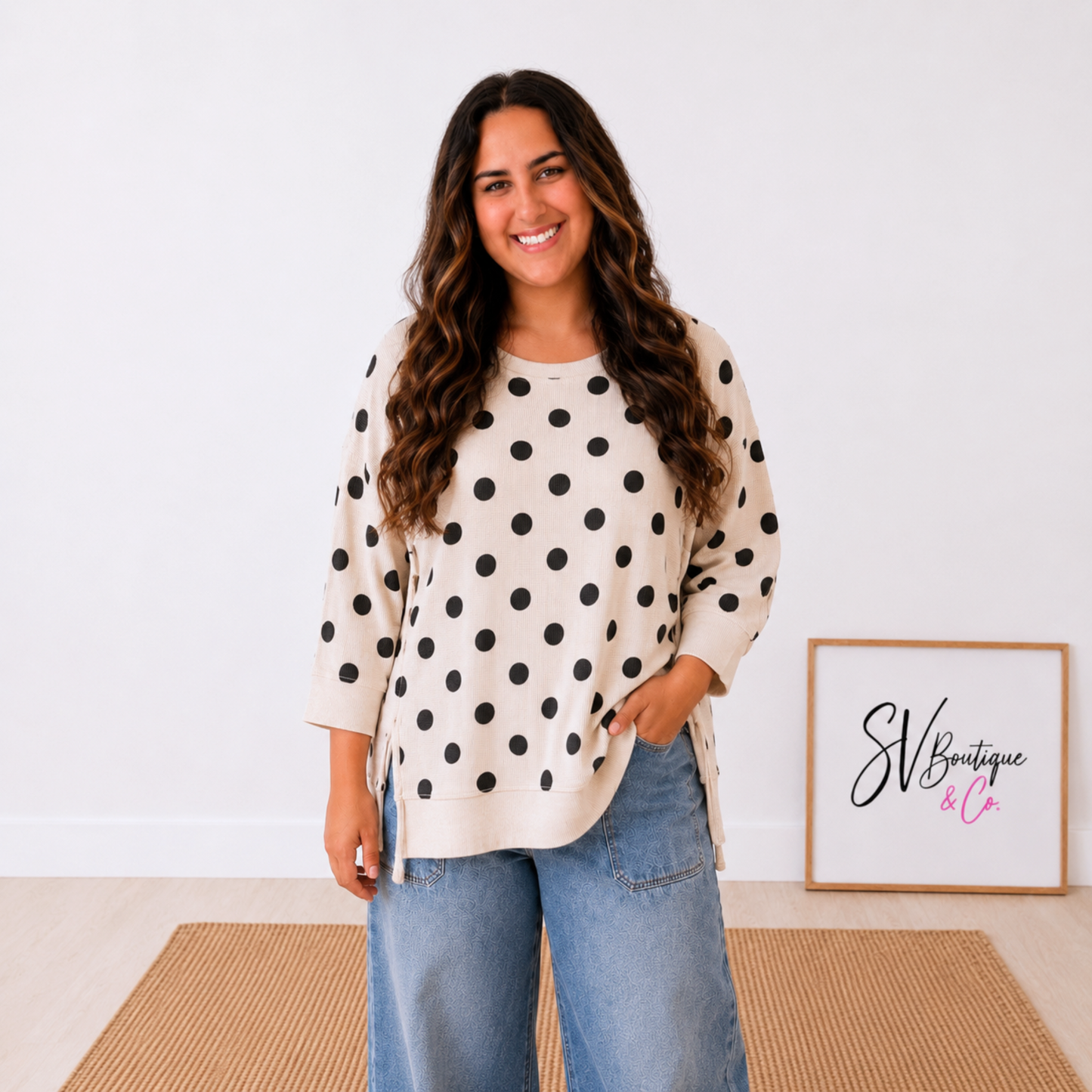 Dot & Dash Polka Dot Thermal Top - SV Boutique & Co.