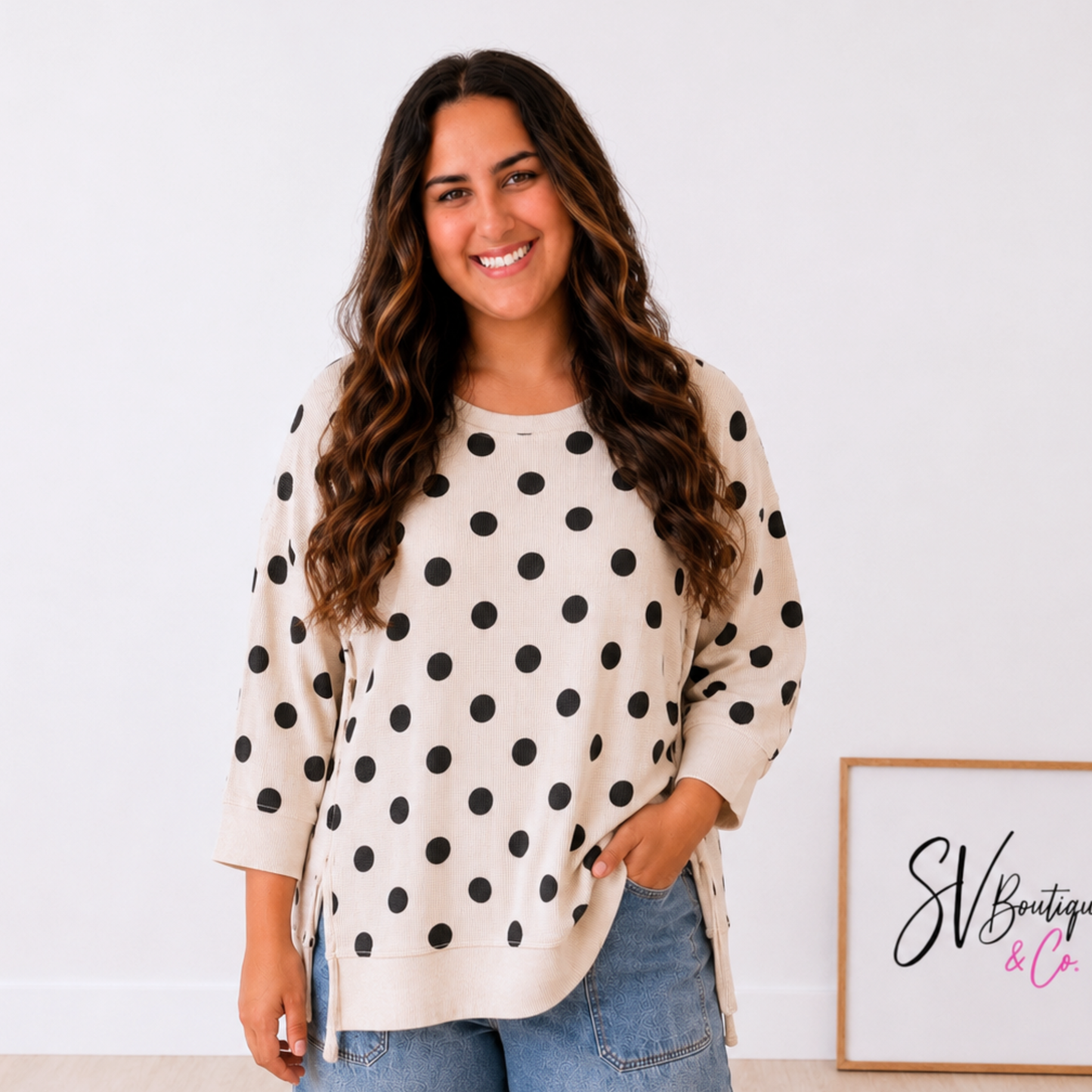 Dot & Dash Polka Dot Thermal Top - SV Boutique & Co.
