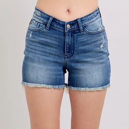 Judy Blue V Front Carefree Fray Denim Short