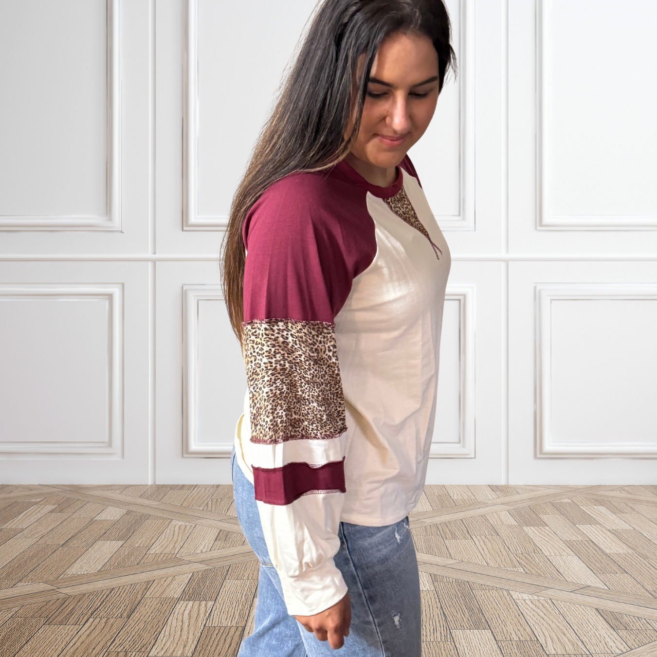 Long Sleeve Leopard  Raglan