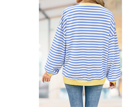 COASTAL STRIPED OVERSIZED PULLOVER SWEATSHIRT - SV Boutique & Co.