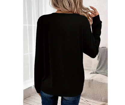 BLACK LONG SLEEVE CREW NECK BASIC TOP - SV Boutique & Co.