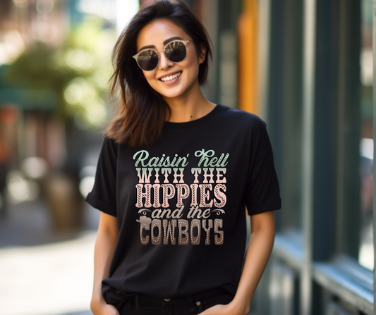 Raisin Hell With The Hippies And Cowboys Graphic Tee - SV Boutique & Co.