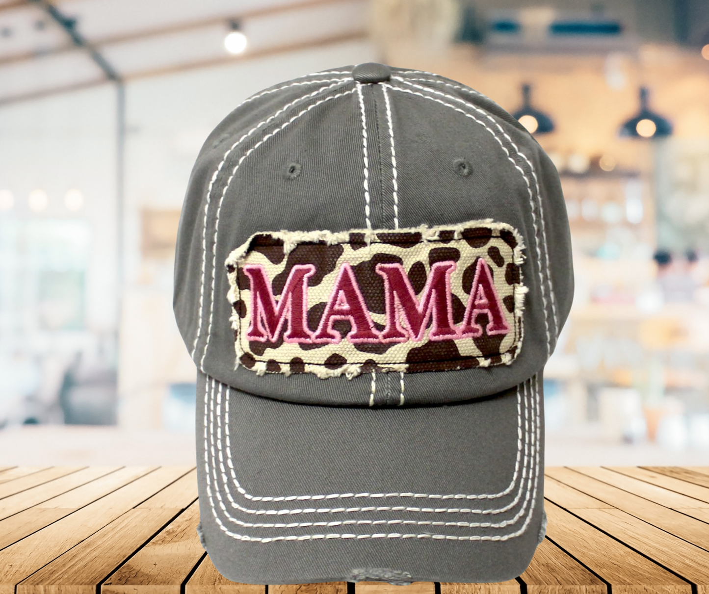 Mama Distressed Leopard Baseball Cap - SV Boutique & Co.