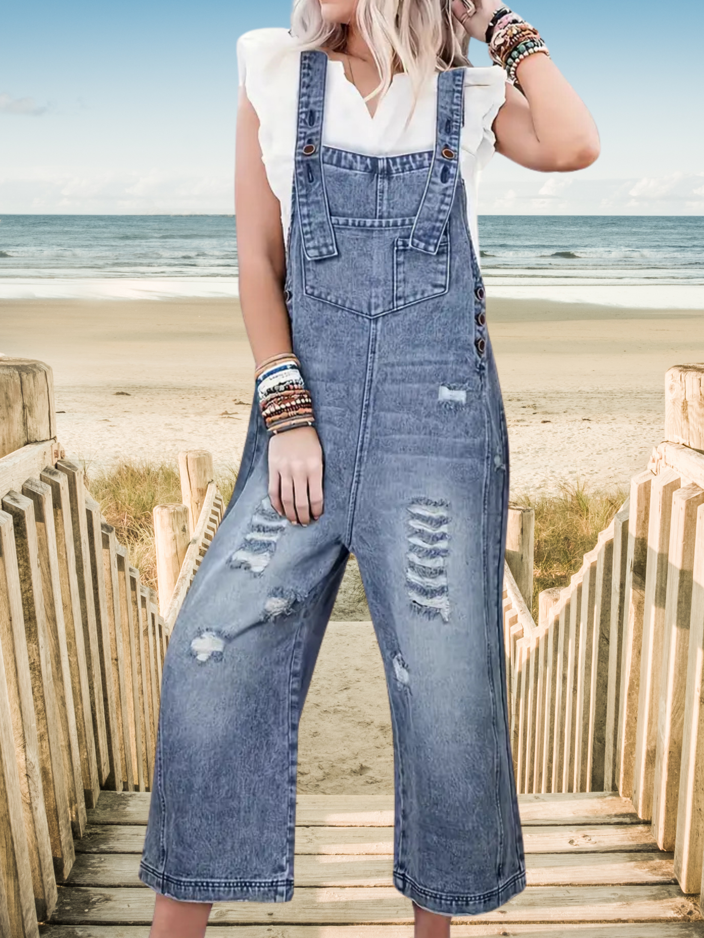 Urban Edge Distressed Denim Overalls - SV Boutique & Co.