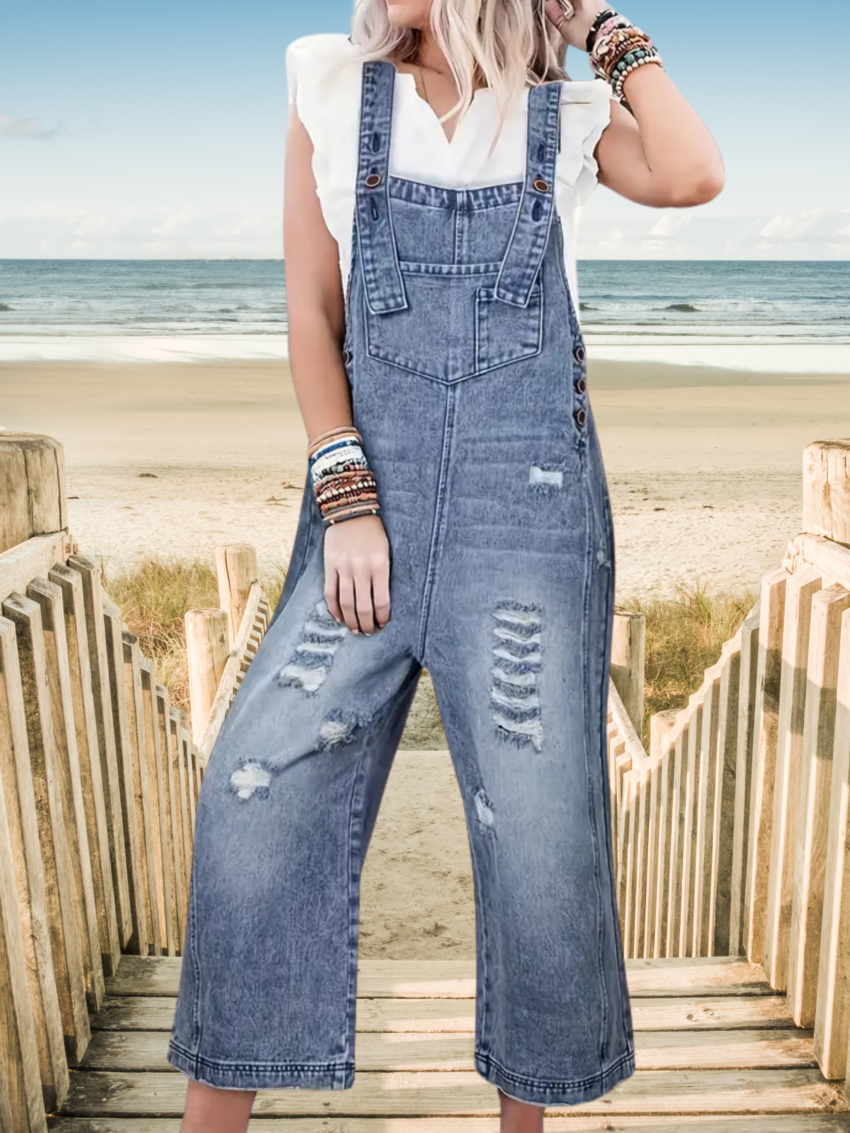 Urban Edge Distressed Denim Overalls - SV Boutique & Co.