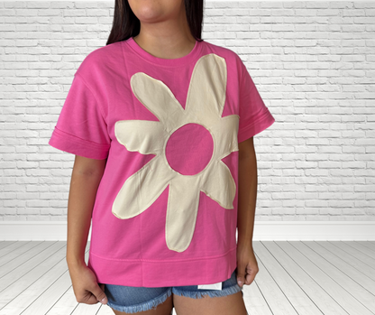 Pink Flower Patch Top