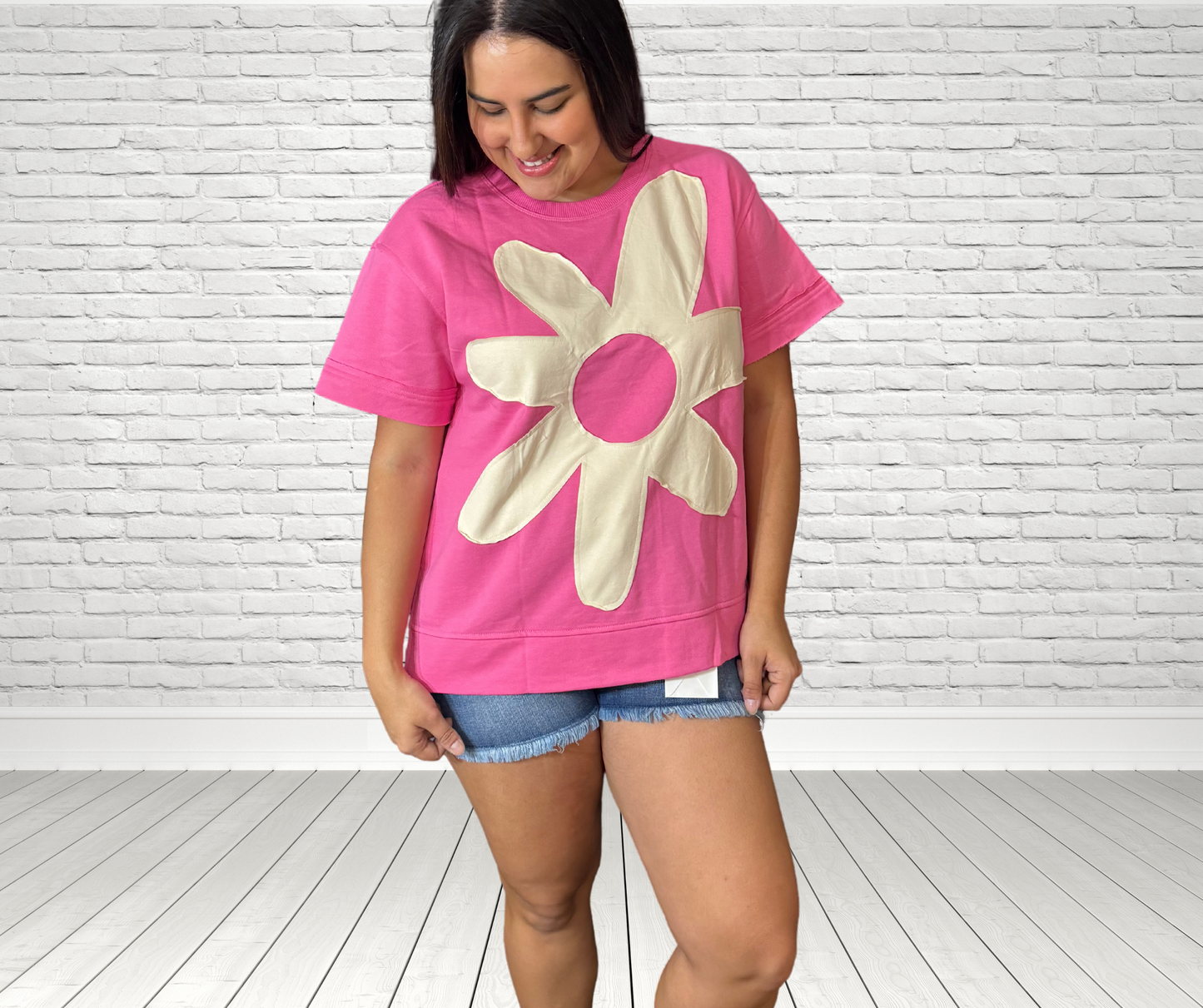 Pink Flower Patch Top