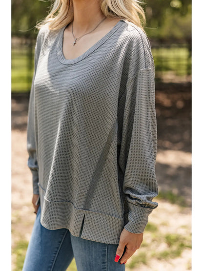 Long Sleeve Cozy Heather Grey Two Toned Thermal Andree By Unit