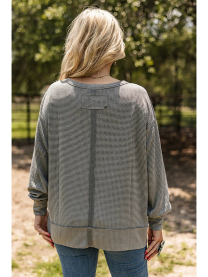 Long Sleeve Cozy Heather Grey Two Toned Thermal Andree By Unit