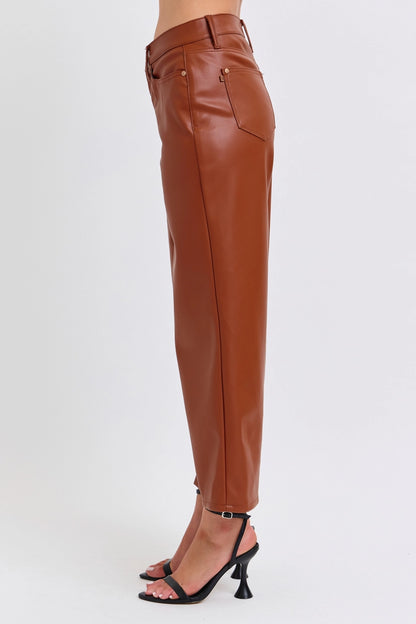 Judy Blue Camel Faux Leather Tummy Control Pants
