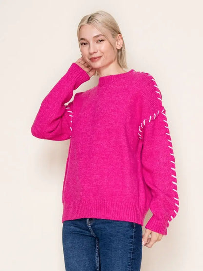 PINK STITCH SWEATER BY WHITE BIRCH