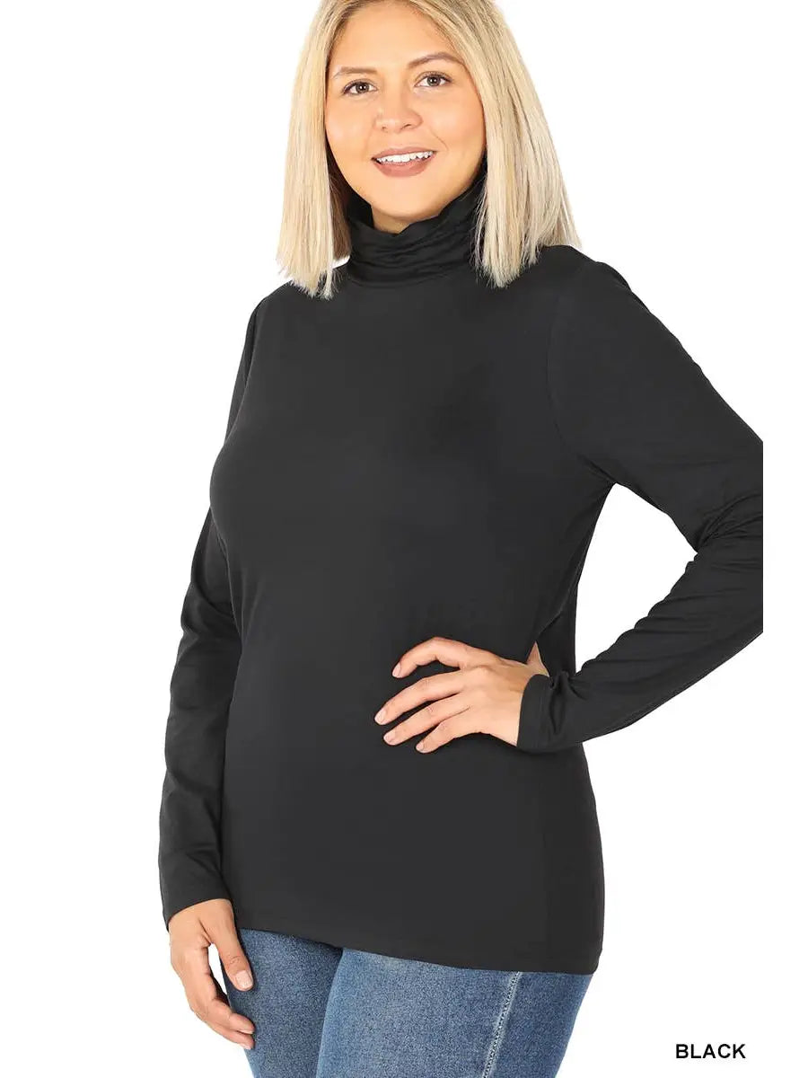 Black Microfiber Everyday Mock Neck Top