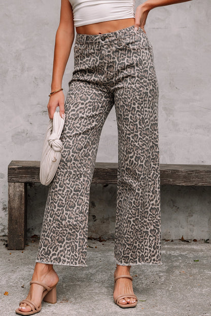 Leopard Wide Leg Jeans