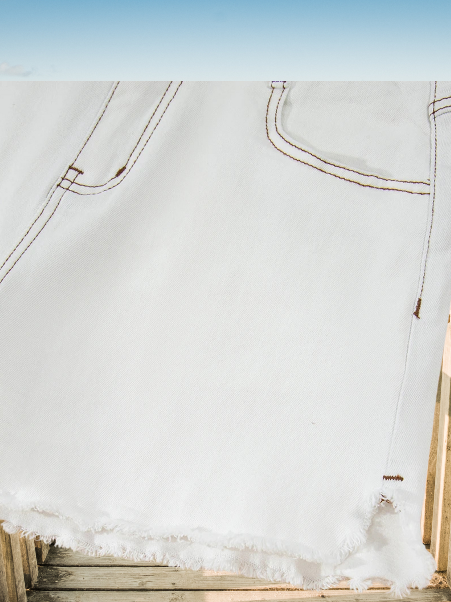 White Vibes Raw Hem High Waist Denim Shorts