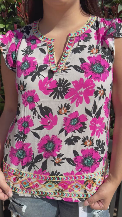 Desert Bloom Embroidered Blouse