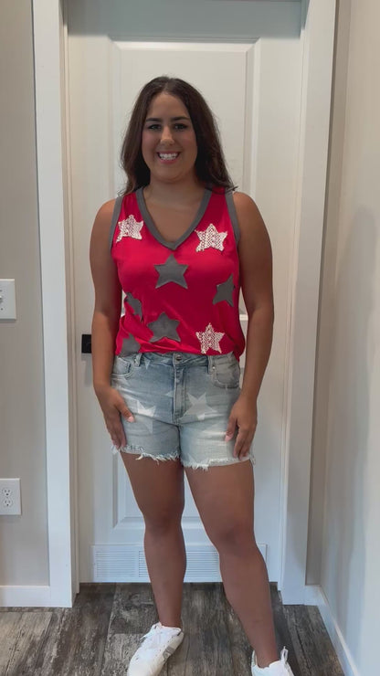 RISEN HIGH-RISE STAR PRINT SHORTS