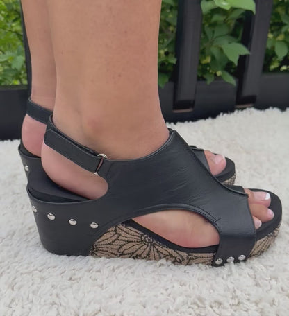 CORKYS CARLEY BLACK FLORAL WRAP SANDAL