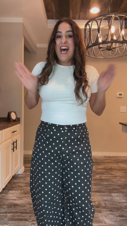 Black Polka Dot Barrel Jeans
