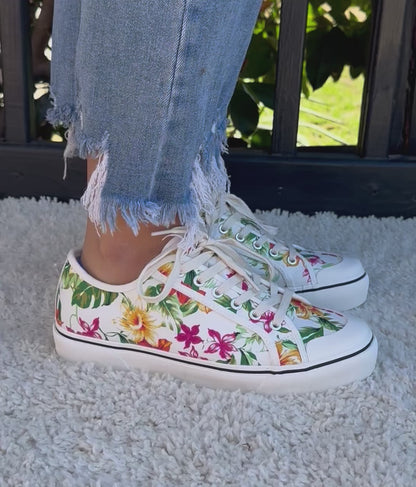 CORKYS WAITING LIST WHITE FLORAL SNEAKER