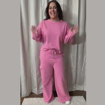 Washed Berry Oversized Sweatshirt And Sweatpants