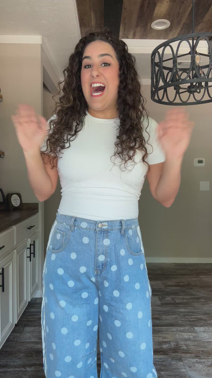 Polka Dot & Stripes Barrel Jeans