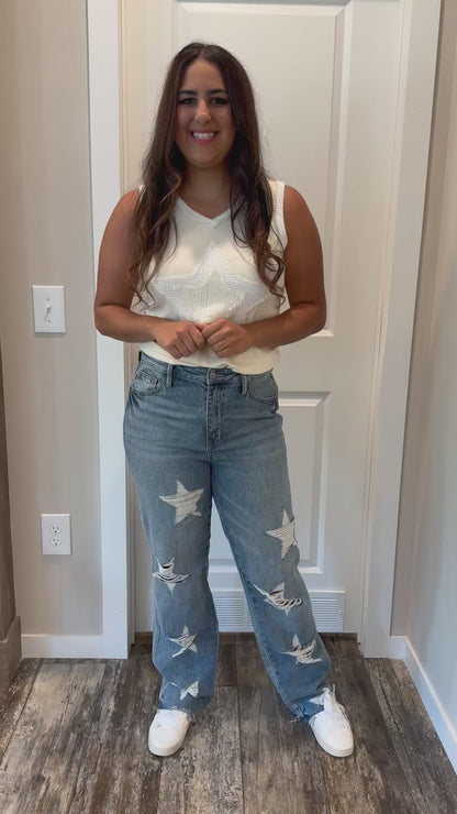 Judy Blue Star Distressed 90's Straight Jeans