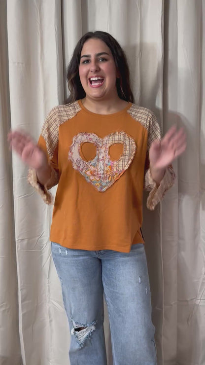 Boho Heart Patch Top by Easel Final Sale