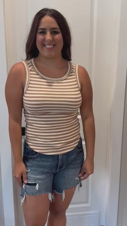 Sleeveless Sand Striped Top FINAL SALE