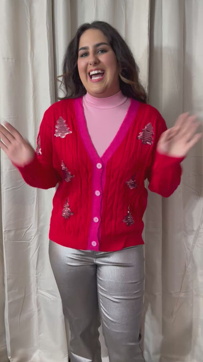 Oh Christmas Tree Sequin Cardigan