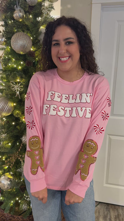 Feelin' Festive Pink Sweatshirt by Grace + Emma
