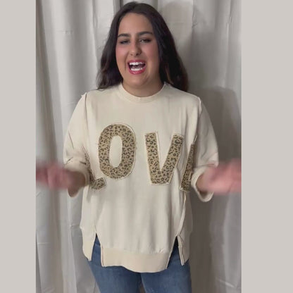 Leopard Love Oversized Patch Pullover