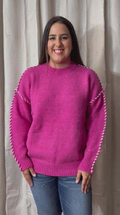 PINK STITCH SWEATER BY WHITE BIRCH