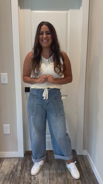 Risen Barrel Crop Jeans- Final Sale