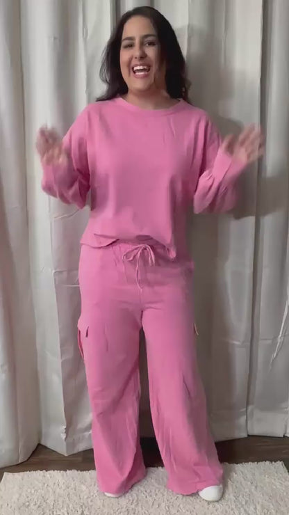 Washed Berry Oversized Sweatshirt And Sweatpants