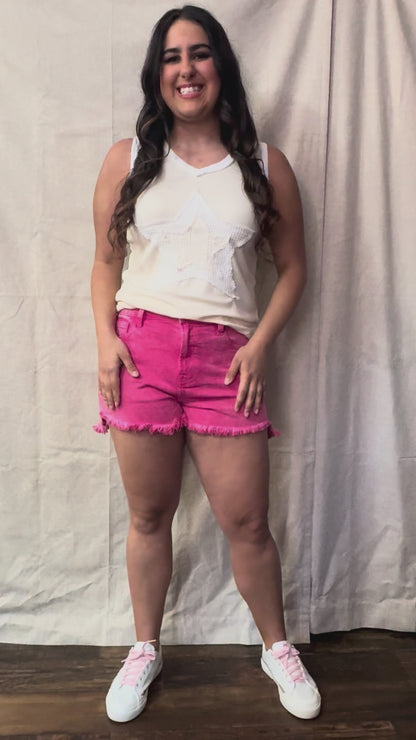 Pink Acid Wash Weekend Shorts