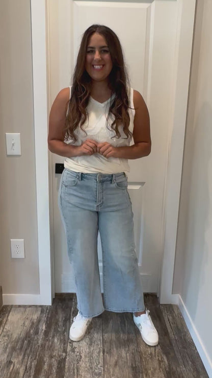 RISEN HIGH RISE CROP WIDE LEG JEANS