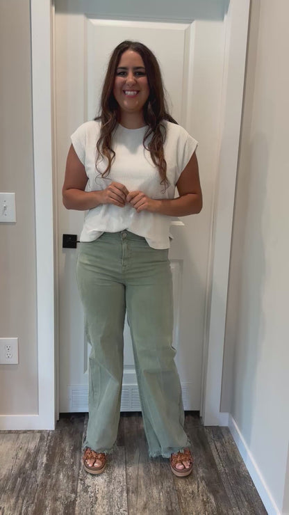 RISEN OLIVE HIGH RISE WIDE PANTS