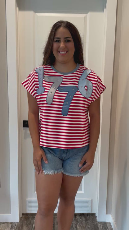 1776 USA Stripe Top